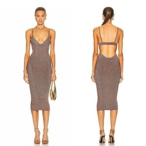 Retrofete Metallic Cognac Amster Bodycon Dress